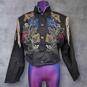 Vintage Southwest Canyon Embroidered Fringed Rockabilly Jean Jacket Size‎ XL